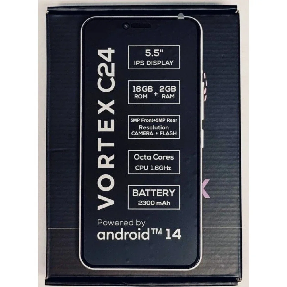 Vortex C24 Cellular 5.5” 16GB-White 4G LTE NEW Android 14 OctaCores T-Mobile